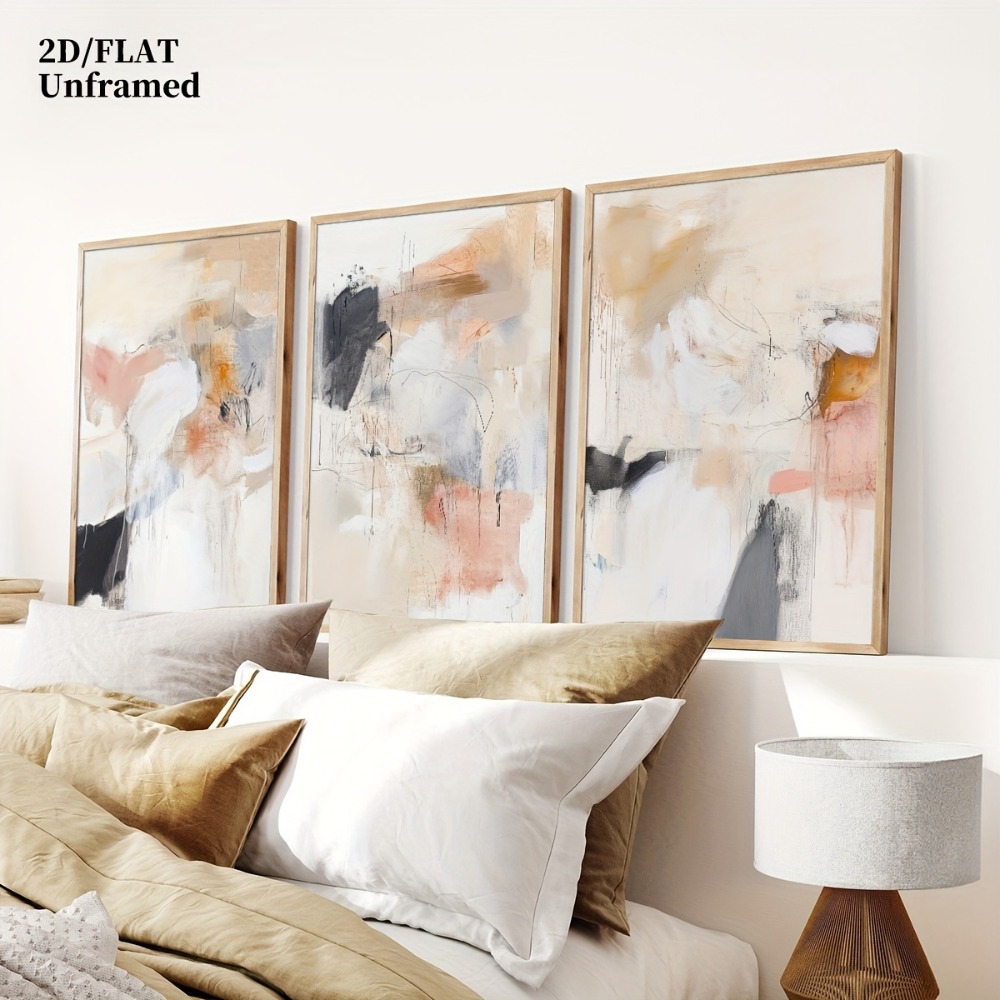 Photography Geometry - 3 stuks frameloze, neutrale beige blush