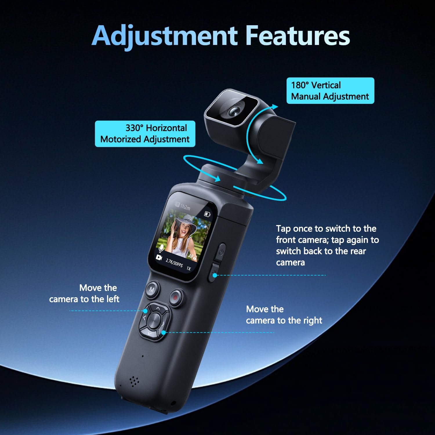 Photographic Memory - Zakformaat 3-assige gimbal vlogcamera 4K videorecorder